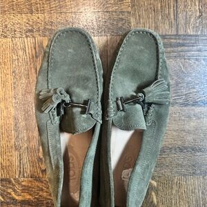 Tod's Green Suede Loafers with Tassels men us size 8 made in Italy